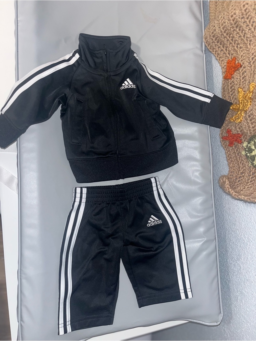 adidas Black and White Kids Athletic Jacket & Pants Set